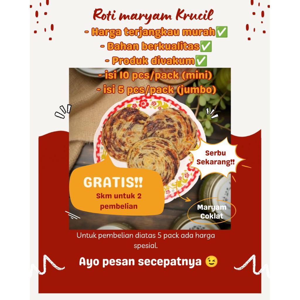 

[Coklat] Roti Maryam/canai/cane min isi 10pcs