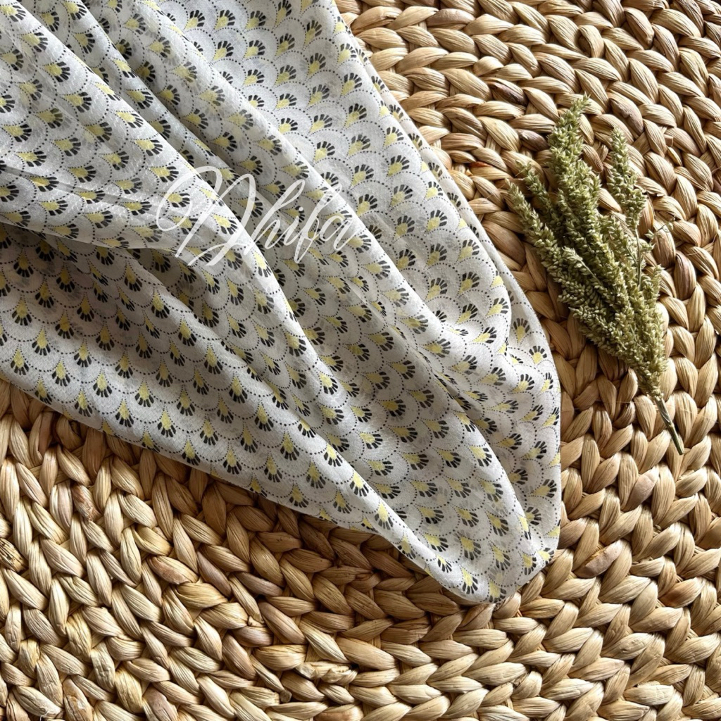 kain sifon sutra motif bunga halus lembut / kain gamis