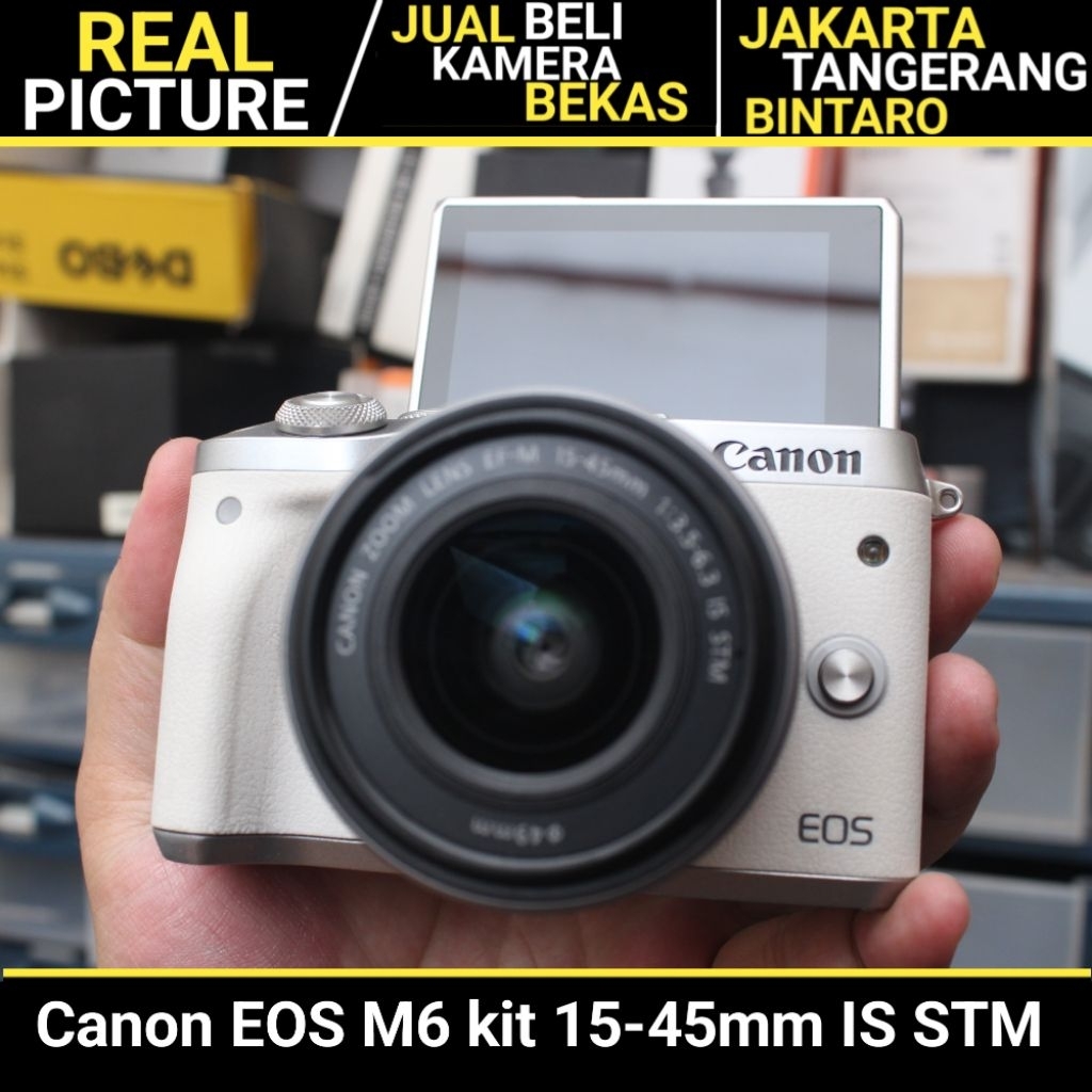 Canon M6 kit 15-45mm IS STM White BEKAS