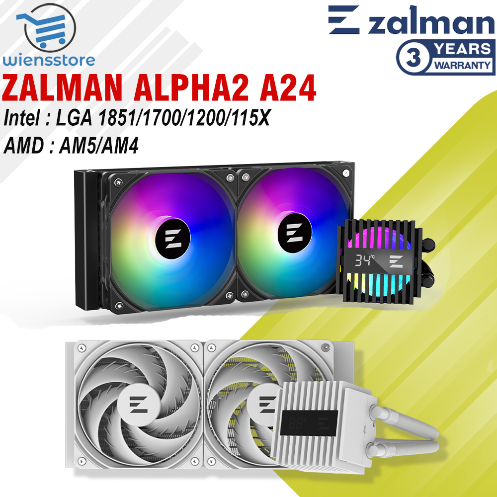 ZALMAN ALPHA2 A24 | 240mm Liquid CPU Cooler Radiator Hitam – Putih