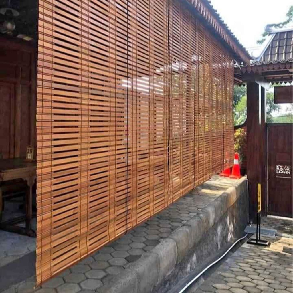 Tirai Kayu Jati/Kerai Gulung/Tirai Outdoor Lebar200cmxTinggi300cm