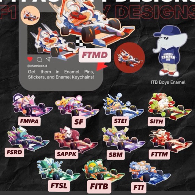 Enamel Pin F1 ITB Enamel Keychain Racing Car Fakultas ITB [READY STOCK]
