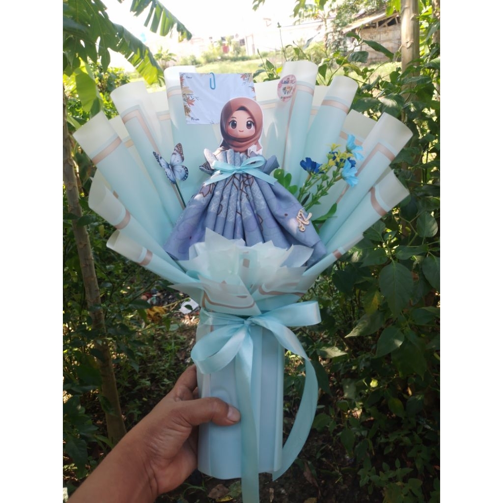 Buket hijab segi empat/ buket hijab motif Azara voal buket hijab polos bella square hadiah spesial k