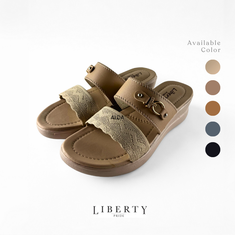 Liberty Sandal Wanita Selop Wedges Alda - Sandal Wanita Kekinian