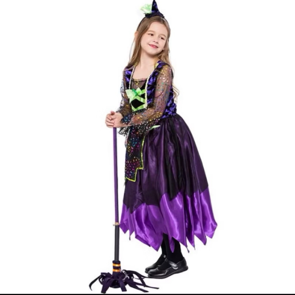 witch costume halloween girl | kostum sihir nenek penyihir anak perempuan
