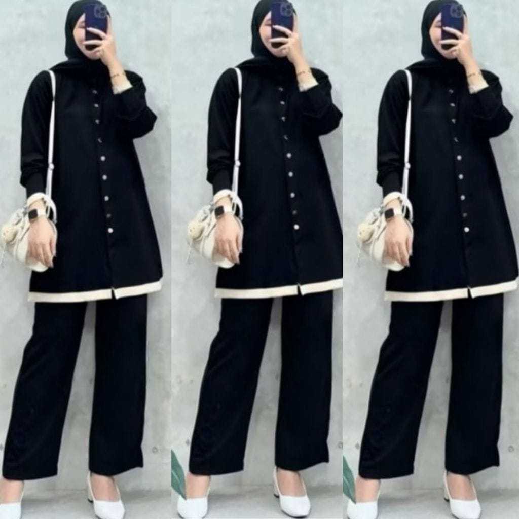 POLONA SET TUNIK POLOS CRINKLE AIRFLOW LD 120 | SETELAN POLOS | ONE SET BUSUI FRIENDLY | SETELAN WAN