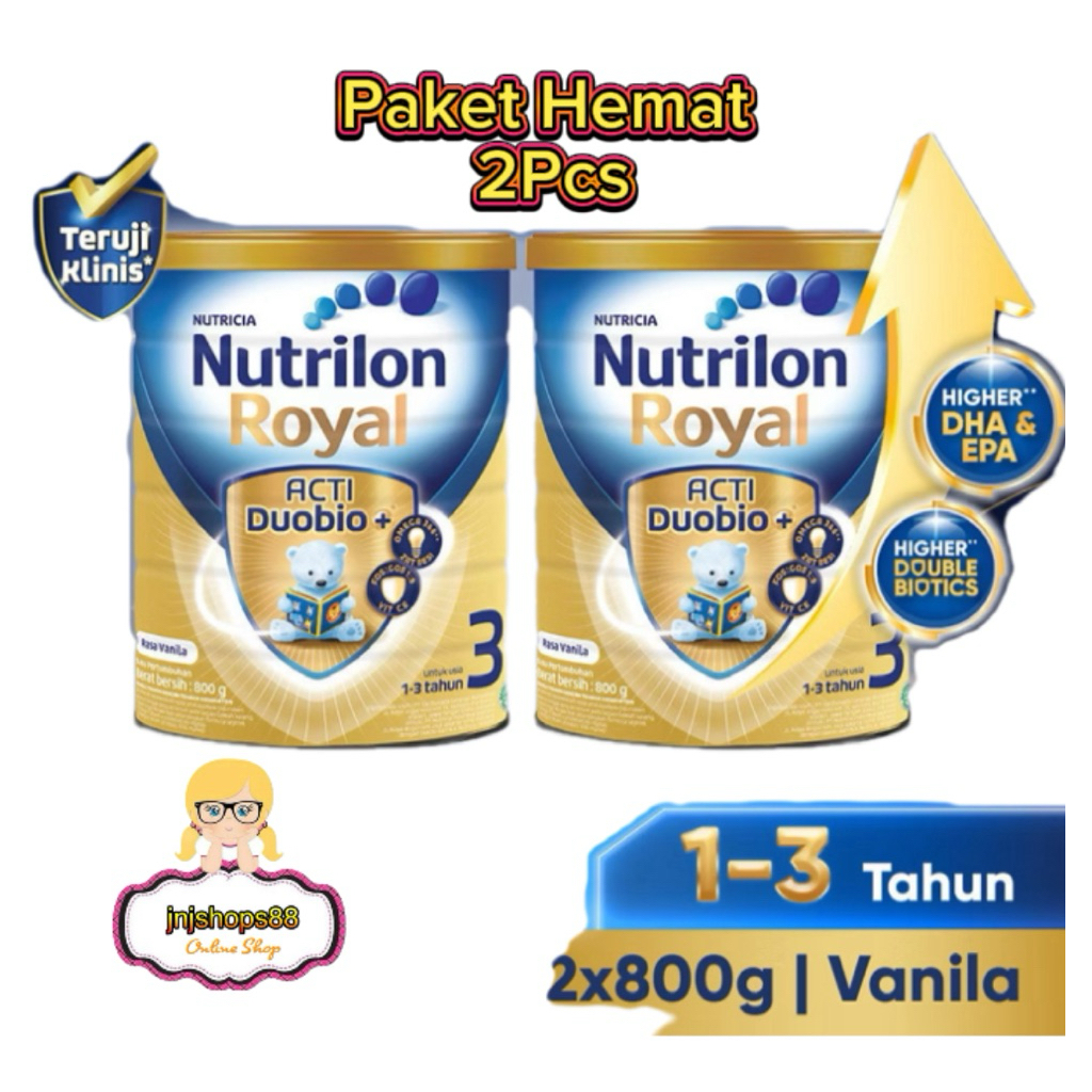 

Nutrilon Royal 3 Rasa Vanila 800gr x 2kaleng 1-3 Tahun (Promo Exp 2027)