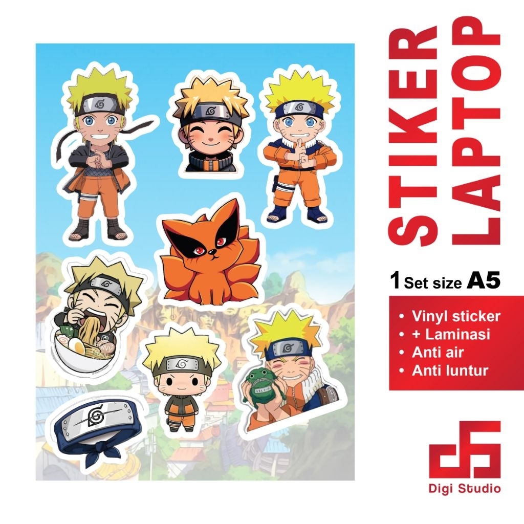 

Digi Studio - Stiker Sheet karakter Chibi Naruto satu set ukuran A5
