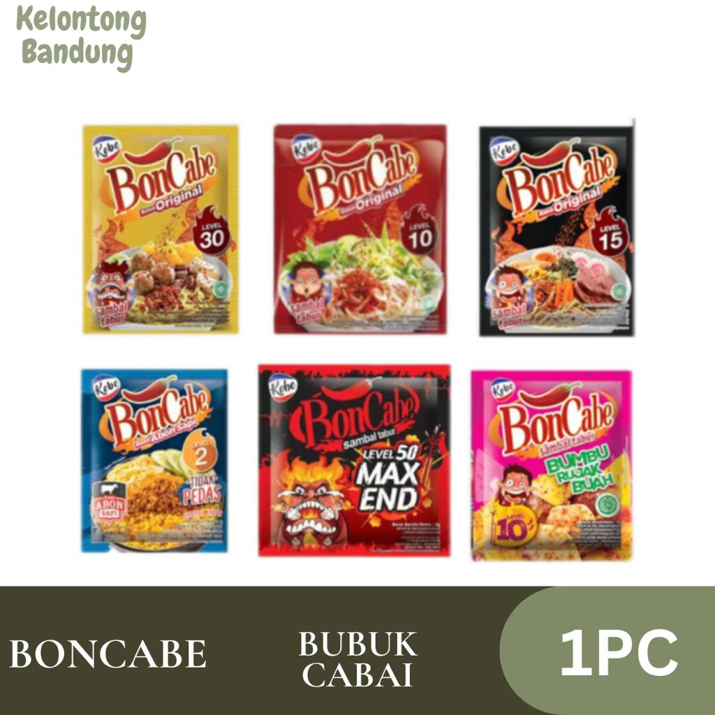 

Kobe BonCabe Sambal Tabur Level 10 / Level 15 / Level 30 [5.5 g] Level 50 MAX END [4.5 g] / Abon Level 2 [4 g] / Rujak Level 10 [7 g] 1pc
