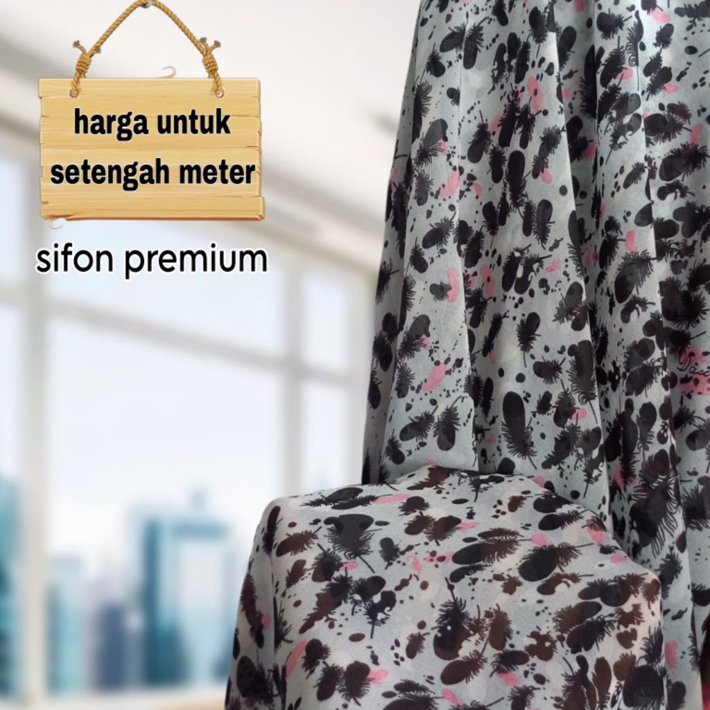 Kain Sifon Premium Motif Bulu Terbaru