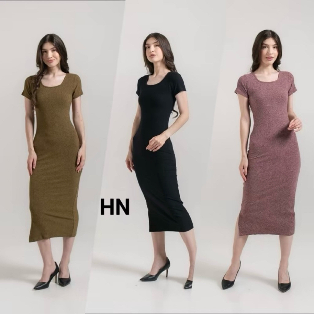 [HnStoreBdg] gaun dress bahan knit premium busui nyaman santai