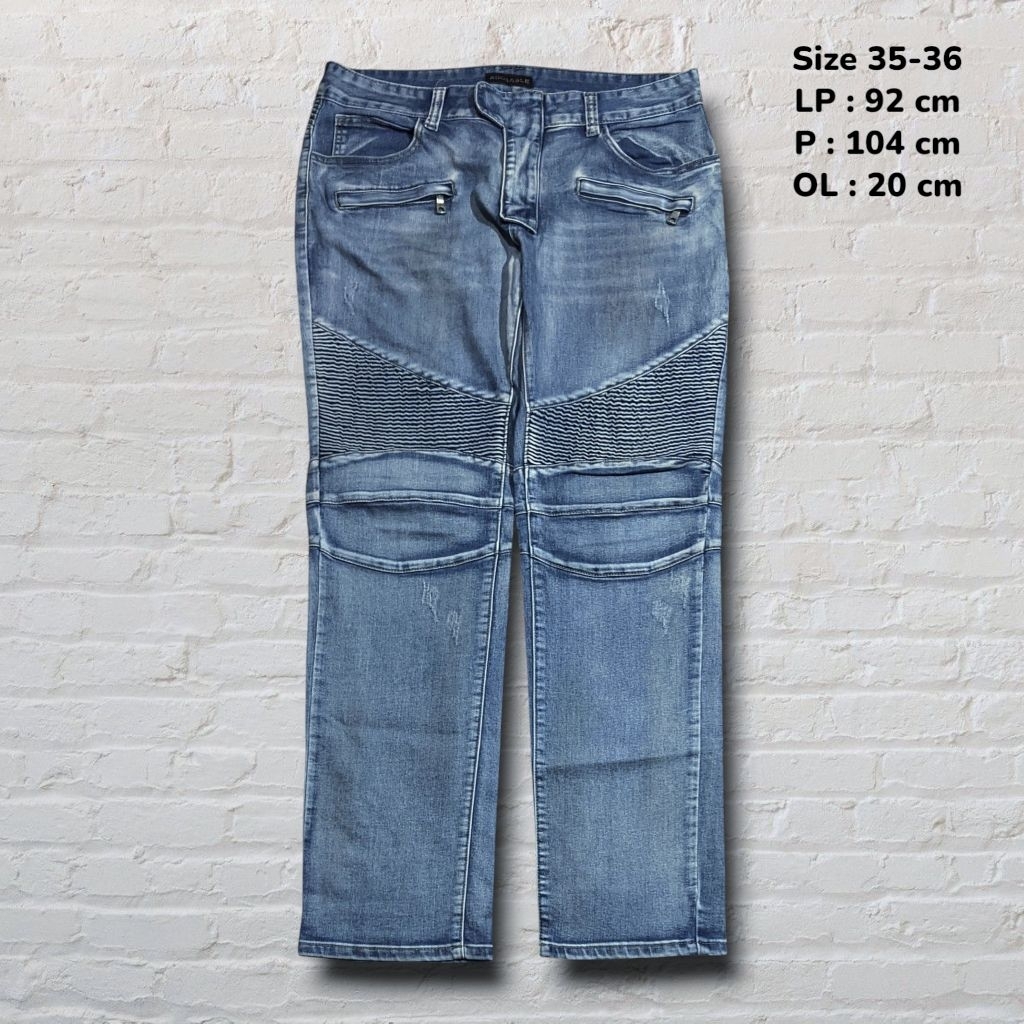 Size 35-36 Celana Panjang Longpants Jeans Bikers Adorable Blue Washed Fading Regular fit Original Se