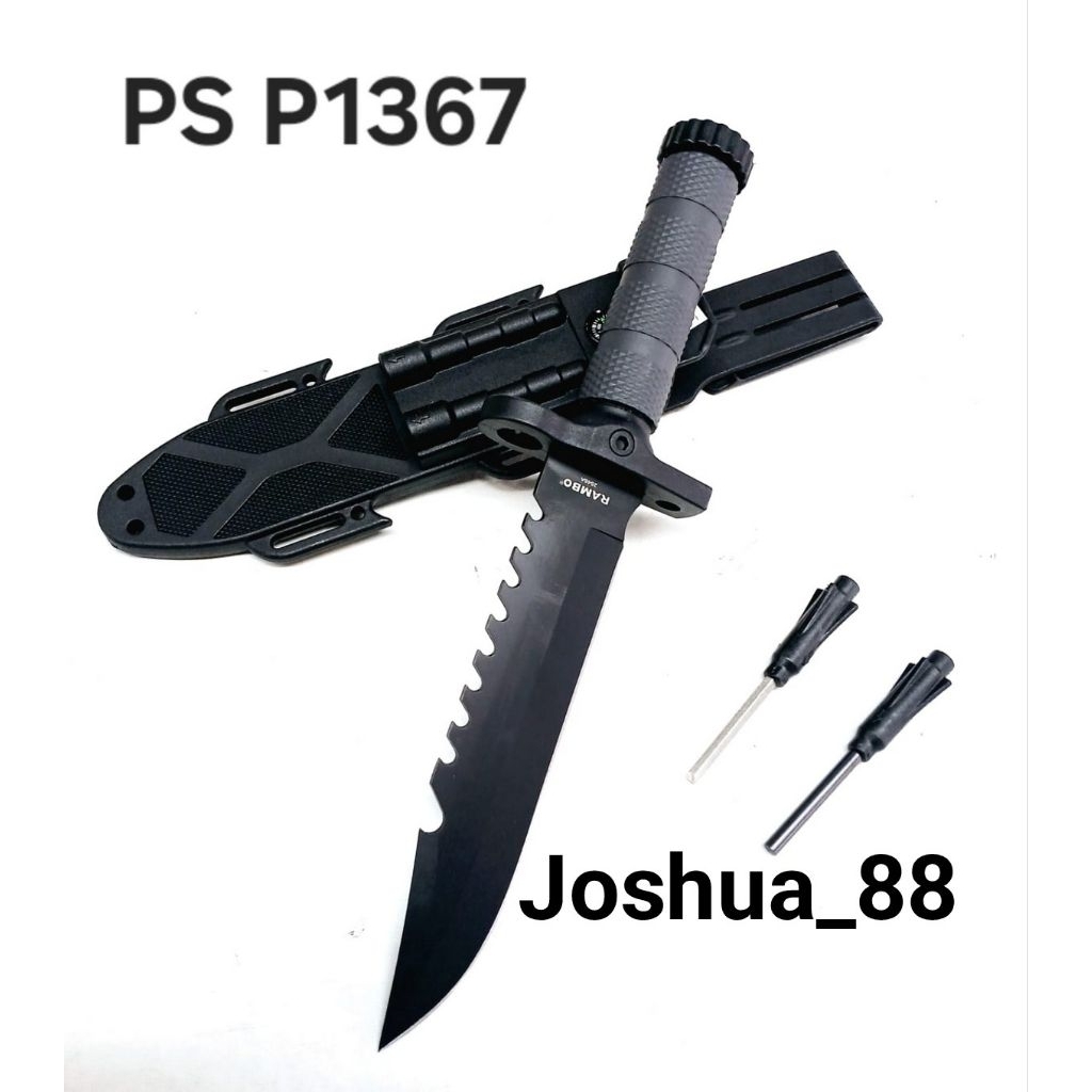 Pisau Tactical Military Rambo Bisa Ukir Nama Logo Sendiri