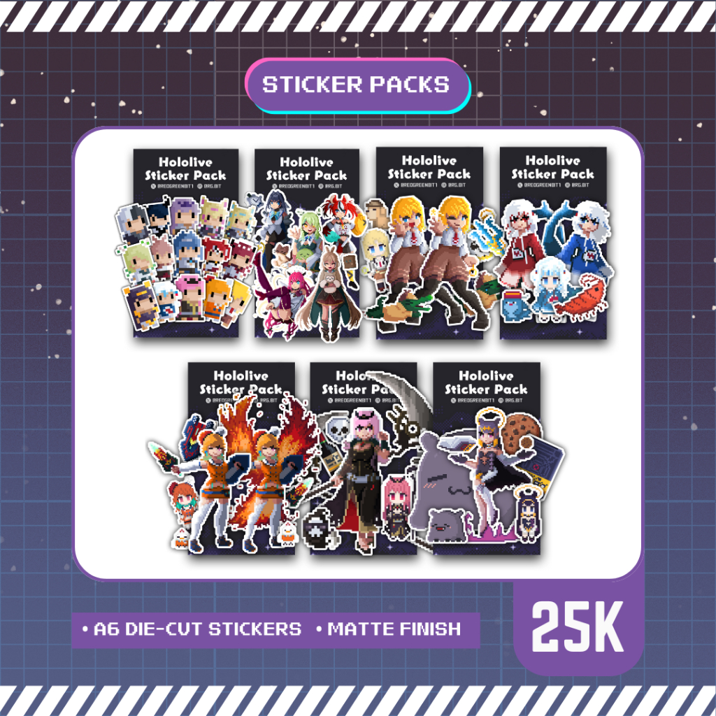 

Sticker Pack Matte HOLOLIVE ENGLISH VTUBER Calliope Gura Ina Kiara Amelia Mumei Kronii IRyS Fauna Baelz Nerissa Fuwawa Mococo Bijou Shiori