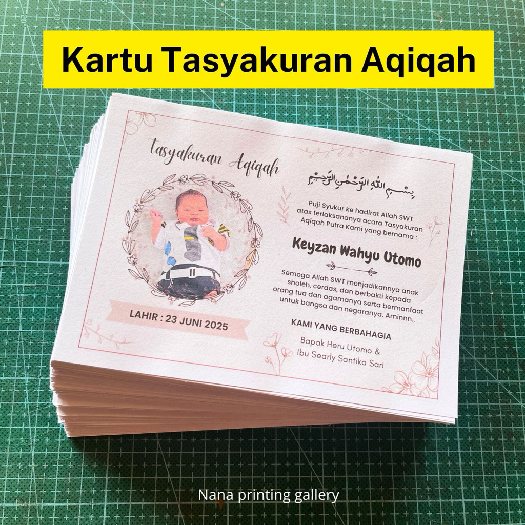 Kartu Nasi Box Ucapan Tasyakuran Aqiqah Kelahiran Anak