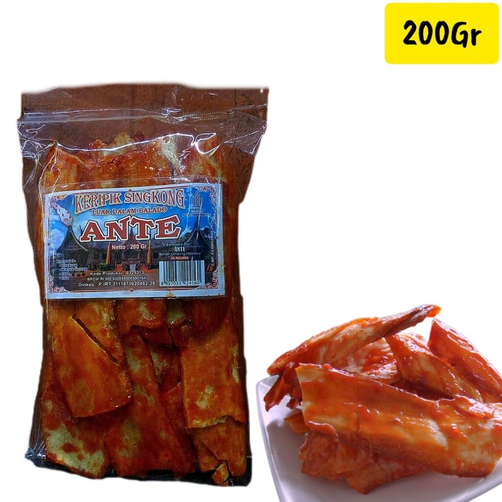 

Keripik Singkong Ante Asli Balado 200gr Snack Pedas Lampung Asli