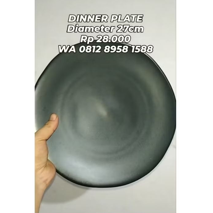 Piring Keramik - Piring makan - Piring keramik Asimetris - Piring makan Hitam - Piring keramik putih