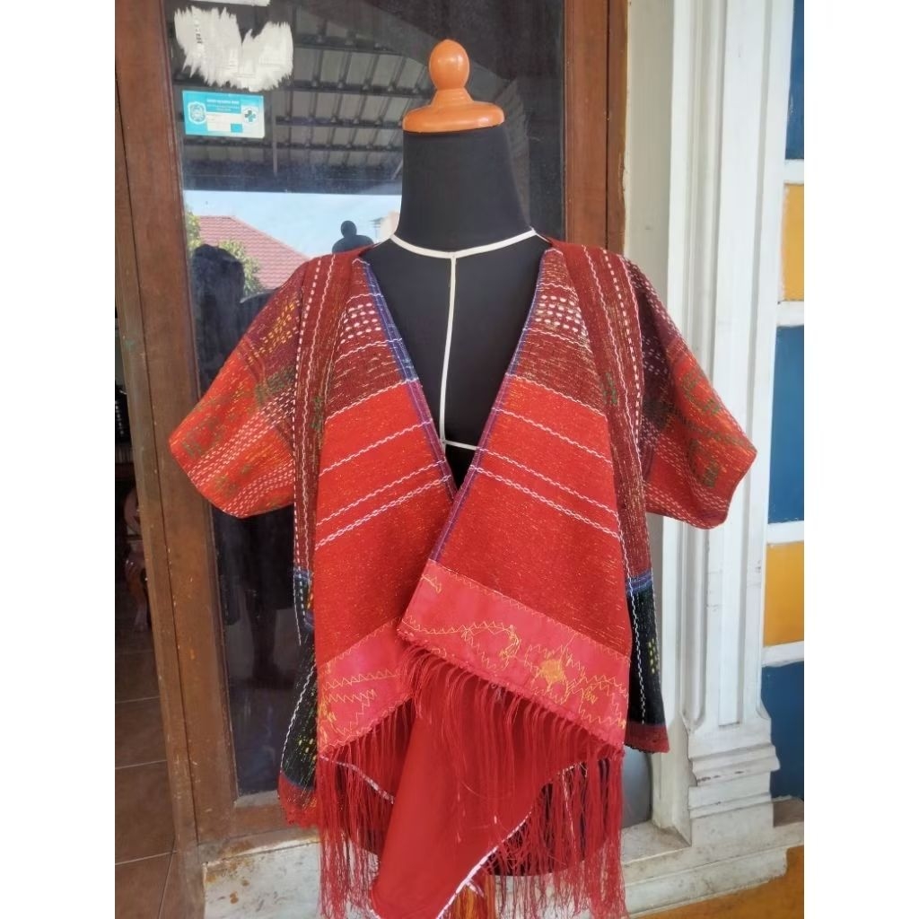 Outer/Cardigan Etnik Ulos Batak lengan/tanpa Lengan