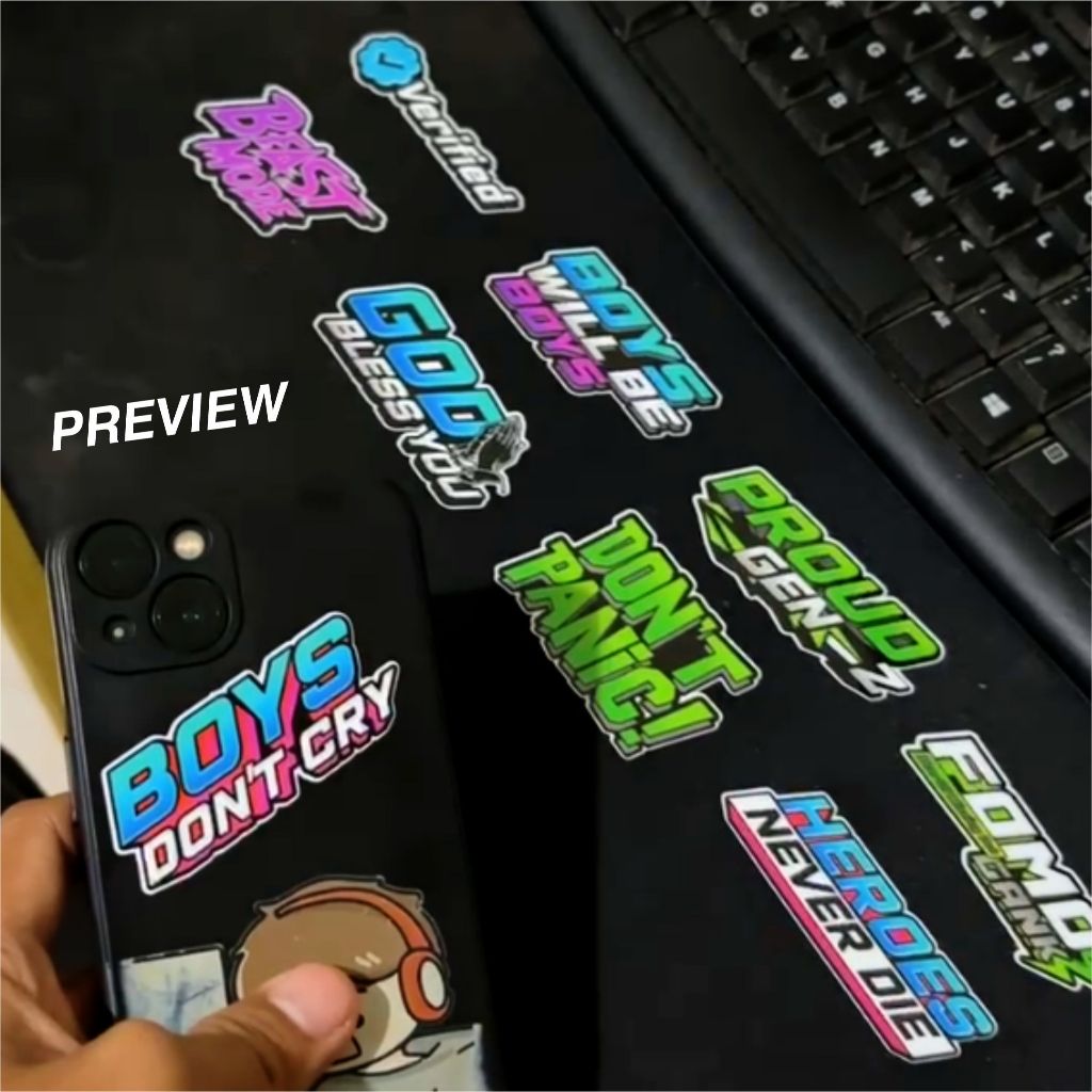

STIKER PACK BOYS DONT CRY DONT PANIC FOMO PROUD GEN Z SUDAH DICUTTING TINGGAL TEMPEL
