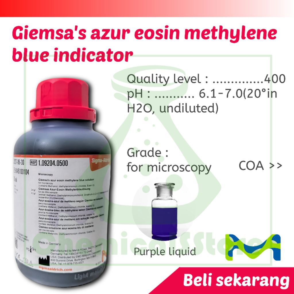 Giemsa solution | Larutan gimsa | for microscopy merk 500ml