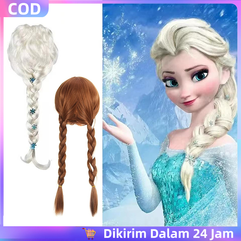 Rambut Princess Anak Perempuan Wig Rambut Elsa Rambut Wig Rambut Palsu Untuk Poni Wig Rambut Palsu