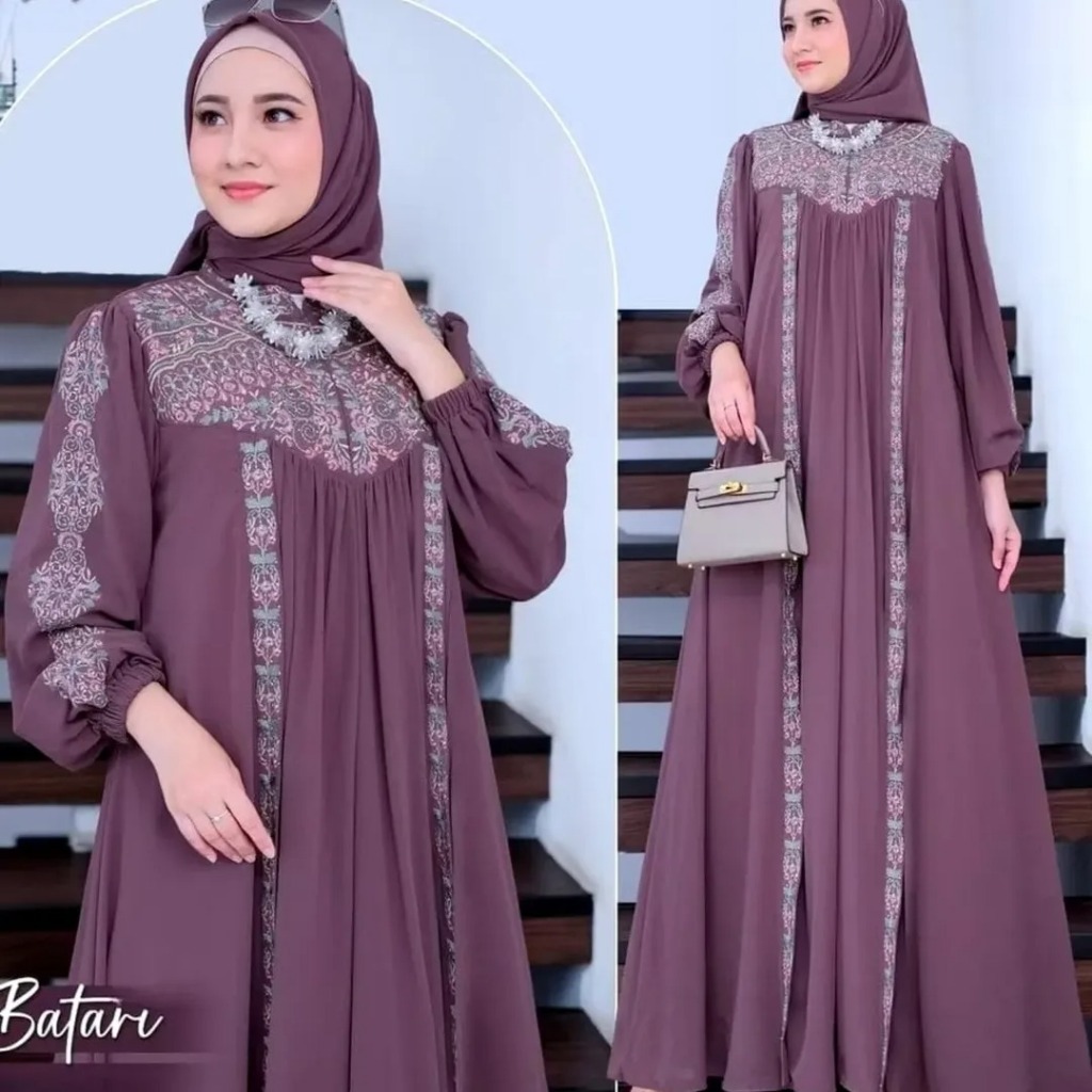 Gamis Pesta Mewah Elegan Batari Dress NF Size M L XL XXL XXXL LD 100-130 CM Bahan Ceruty Babydoll Fu