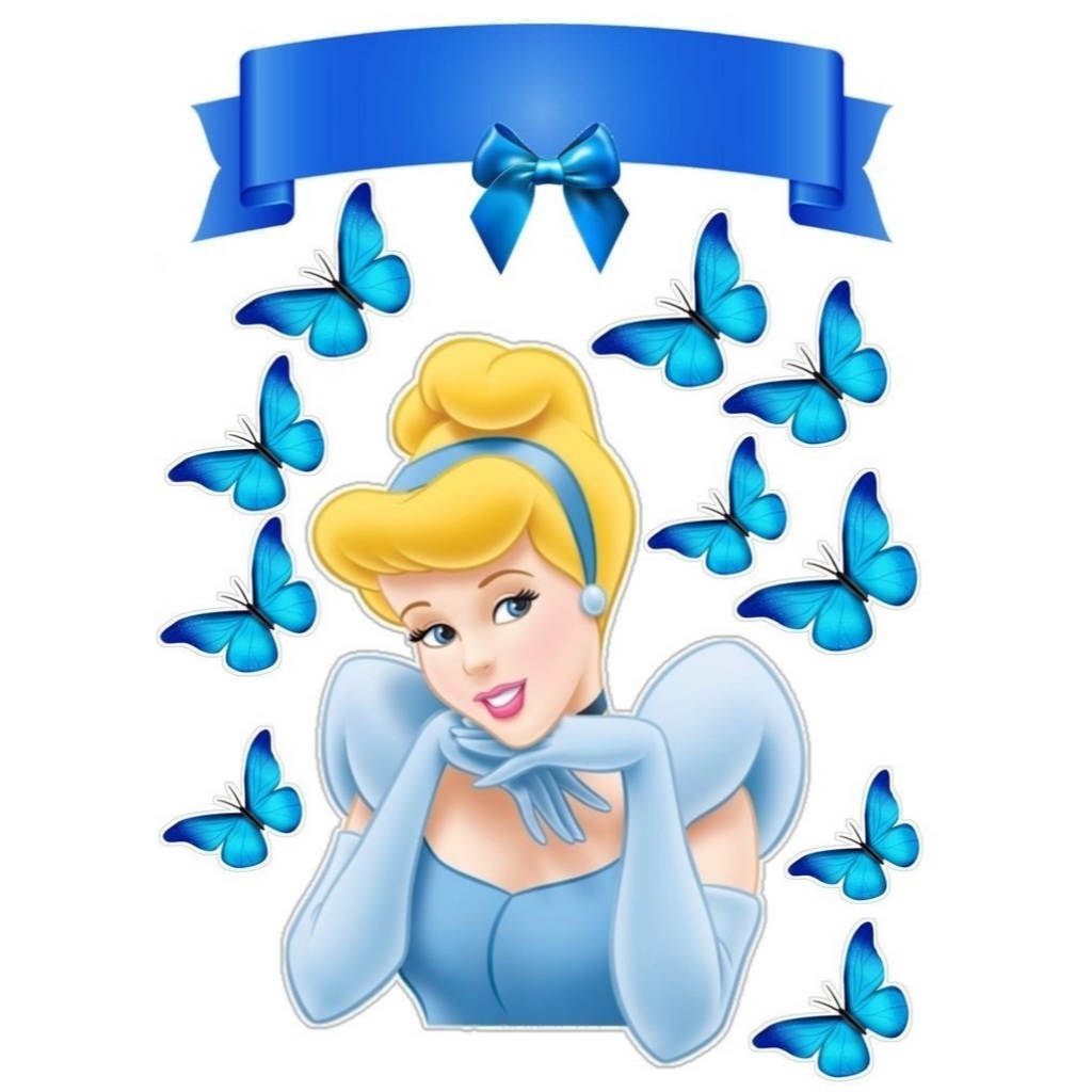 TOPPER CINDERELA / Topper Disney Custom Nama / Topper Hiasan Kue ULTAH