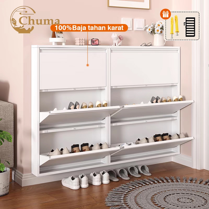 Rak Sepatu Besi 3 - 4 Layer Stainless Steel Lemari Sepatu Susun Tertutup Rak Sepatu Kuat Tebal Rak S