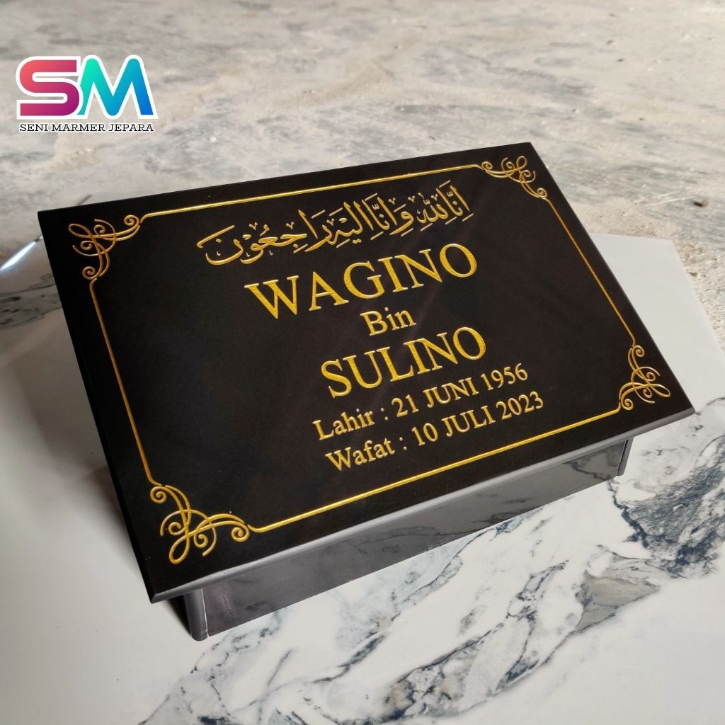 Seni Marmer - Batu Nisan Makam Dudukan Granit 30x20 Cm Minimalis