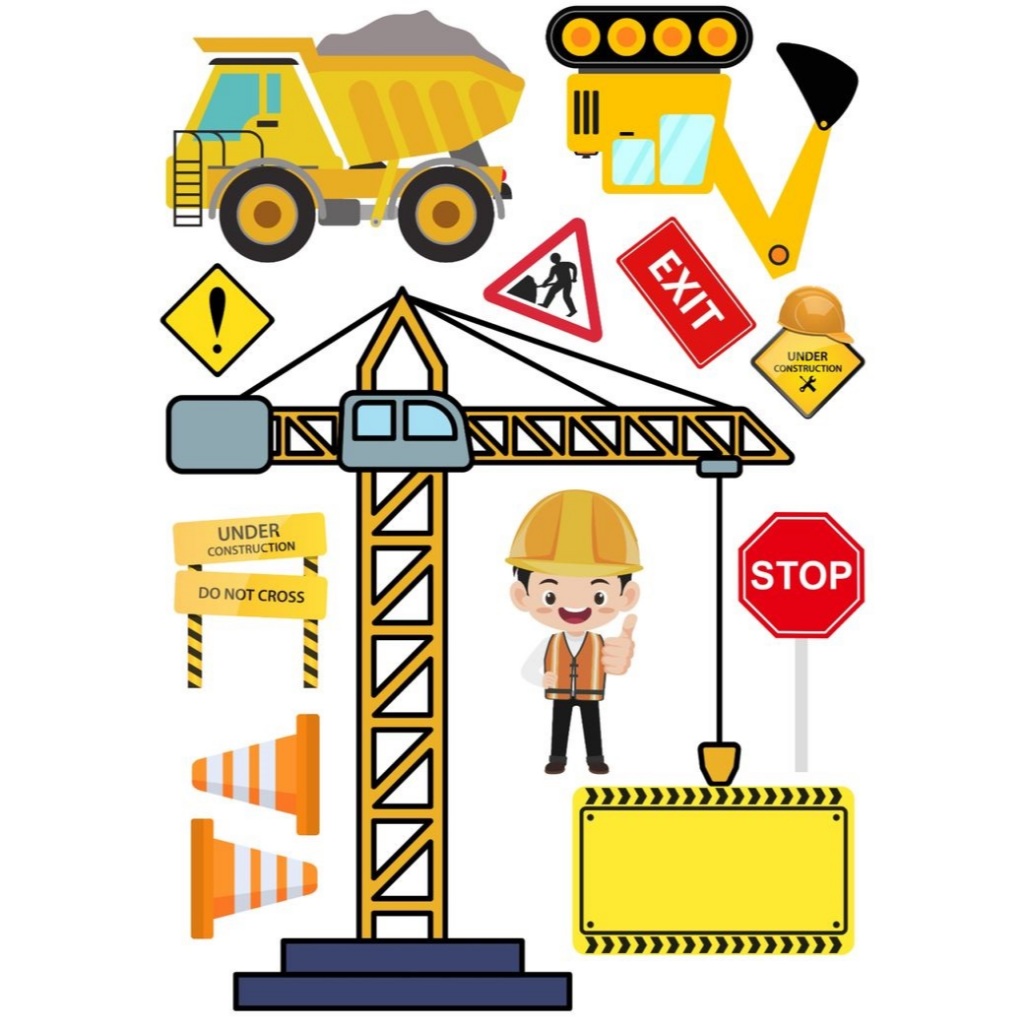 TOPPER KONSTRUKSI BANGUNAN / Dekorasi CAKE Happy Birthday FREE CUSTOM NAMA