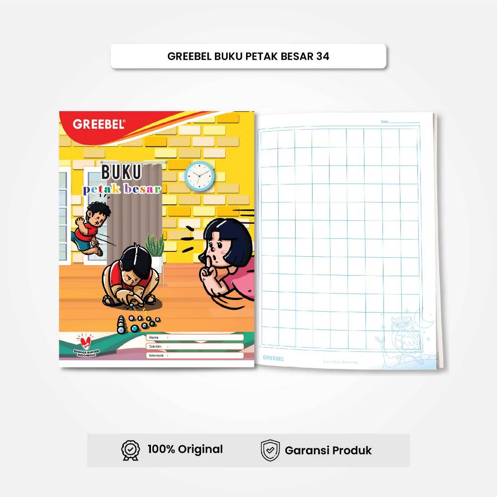 

GREEBEL Buku Petak Besar A5 34 Lembar Buku Kotak Kotak Buku Anak Sekolah Buku Belajar Menulis