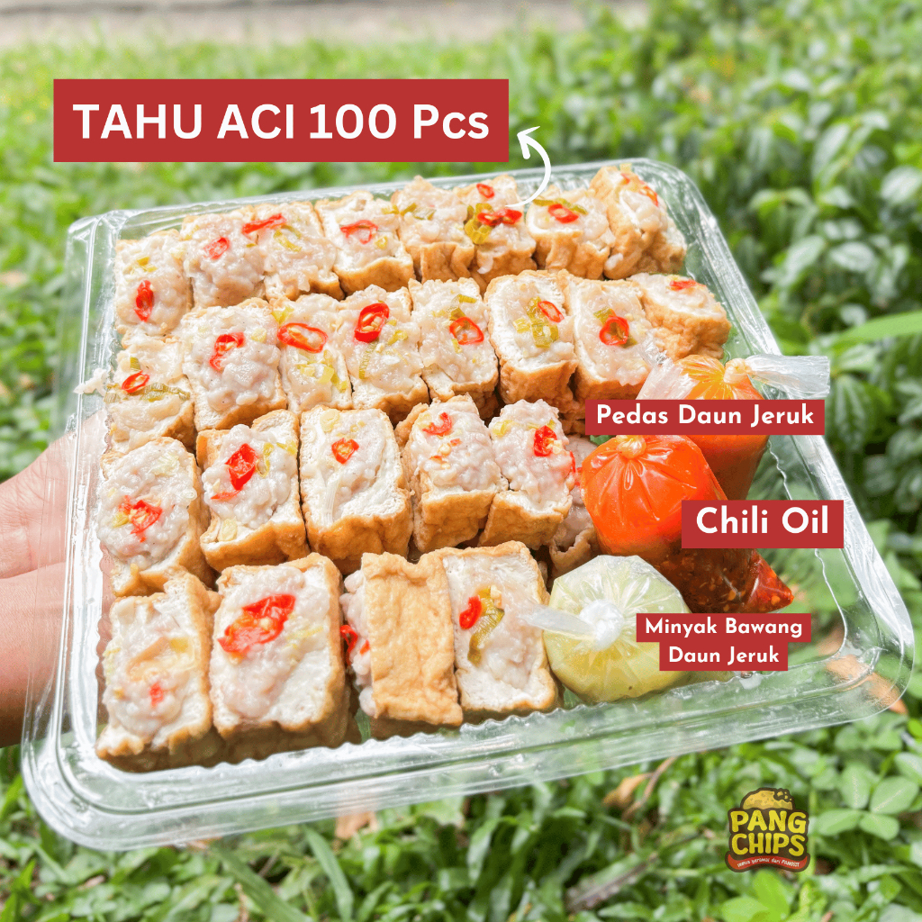

Tahu Aci 100 pcs Free Chili oil + Bumbu Pedas daun jeruk Kuah goreng by Kedai Ngemil mas Pangsit