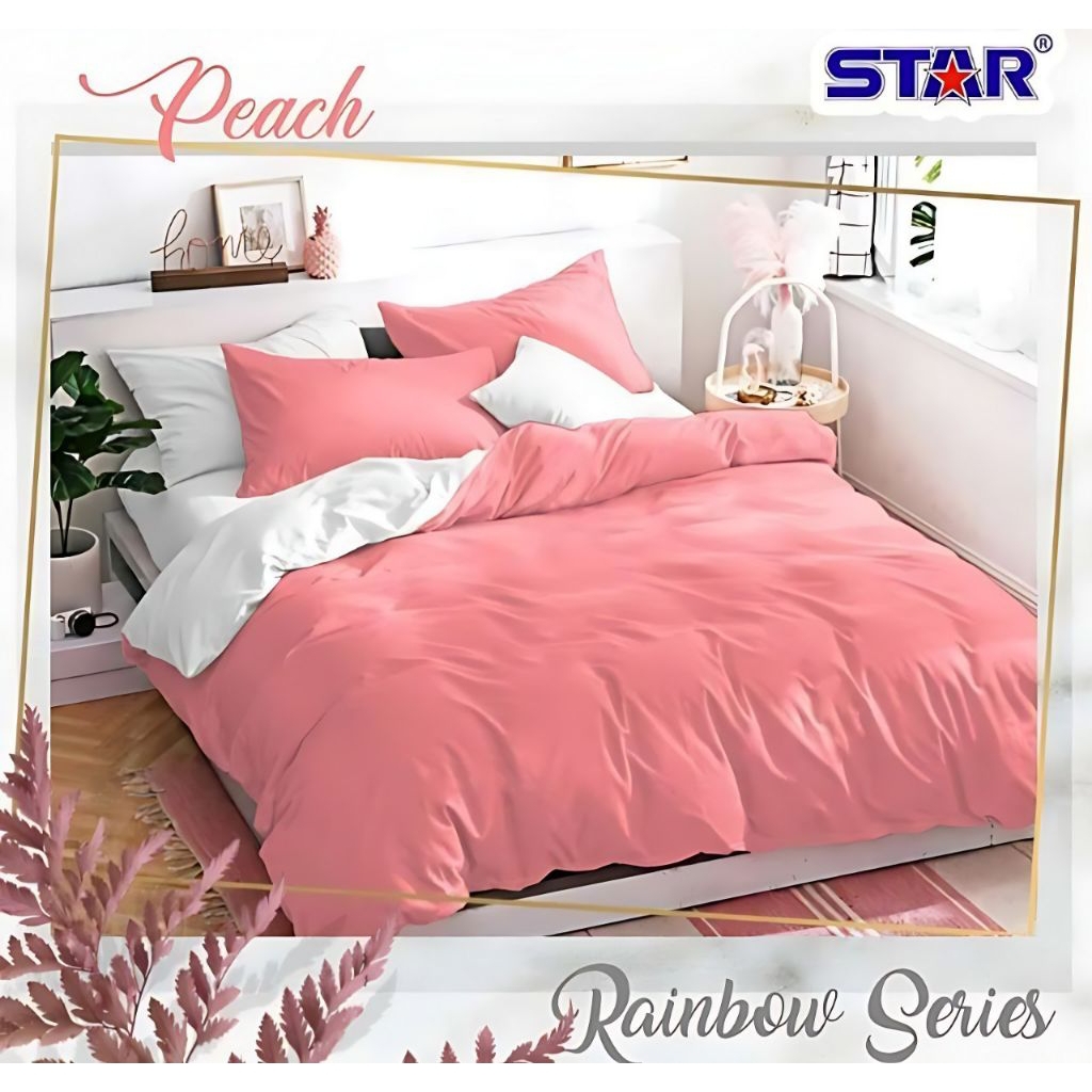 Sprei Set Katun STAR Polos Peach
