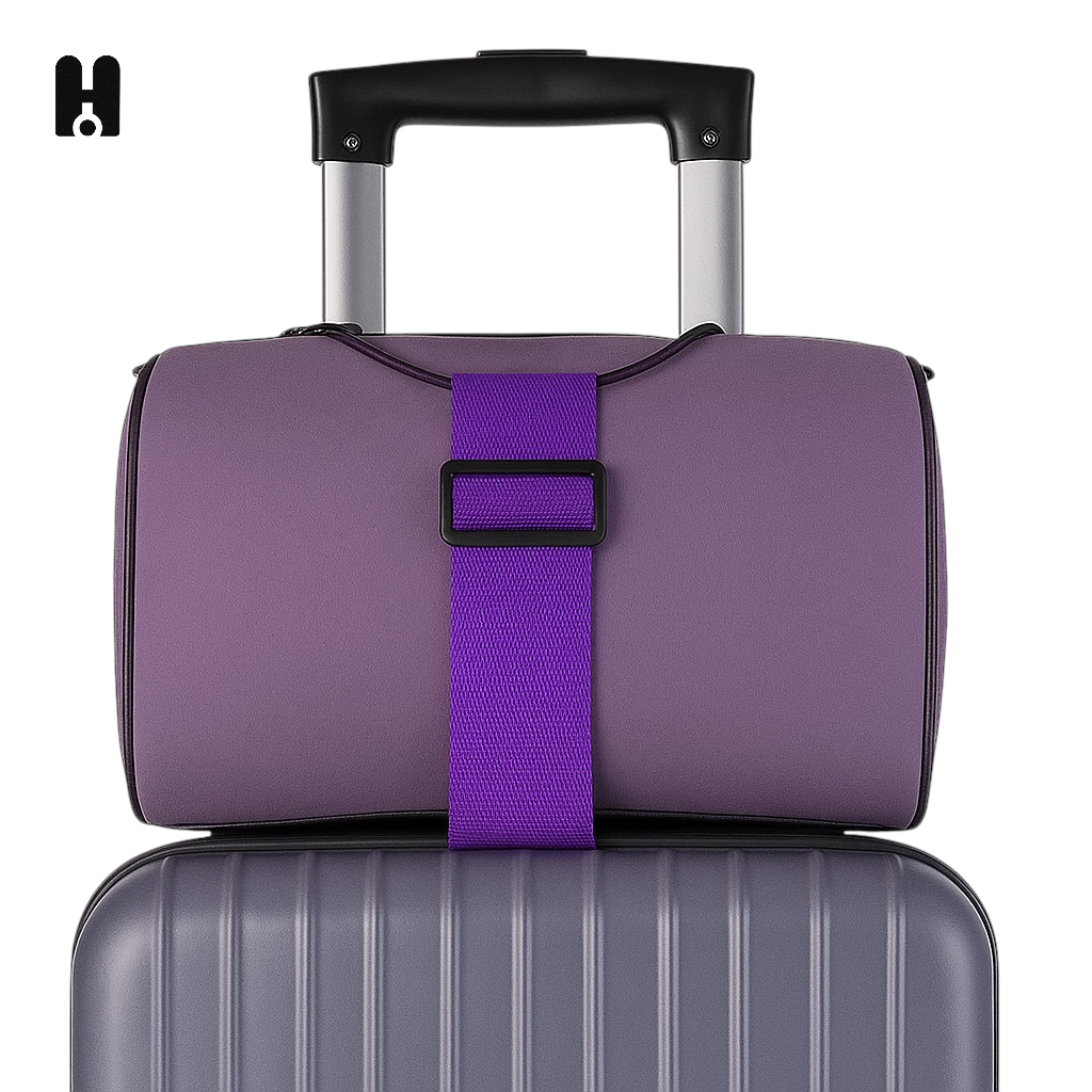 Tali Koper Elastis Luggage Strap Premium Strap Koper Traveling Adjustable Bunnyhope-Ungu Tua