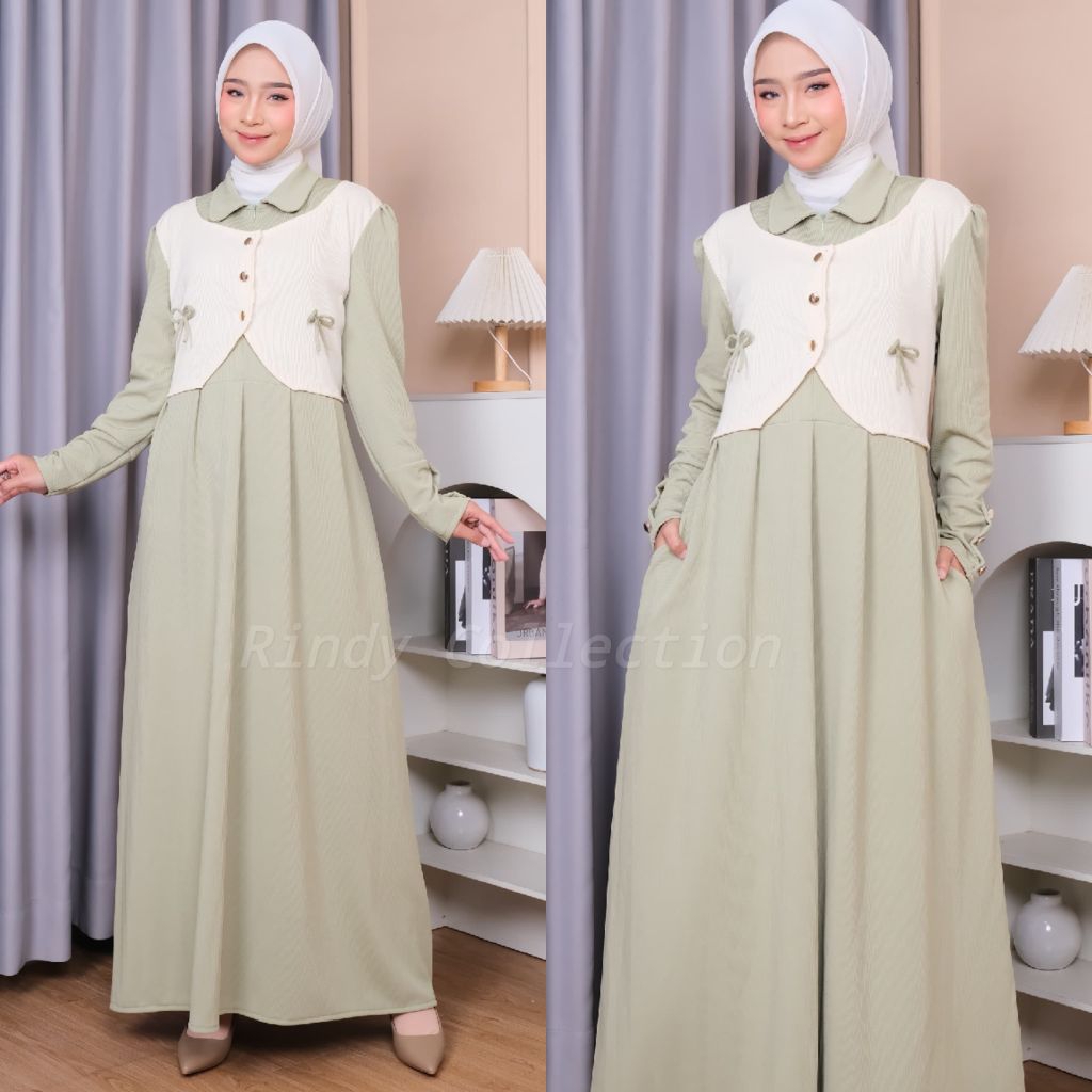 Luna Dress Gamis Knit wanita Gamis Cardi kekinian Gamis Knit Rompi