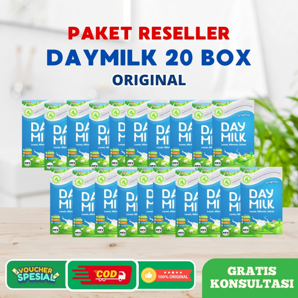 

Daymilk Original | PAKET RESELLER Susu Kambing Etawa Atasi pernafasan & Persendian - 20 Box