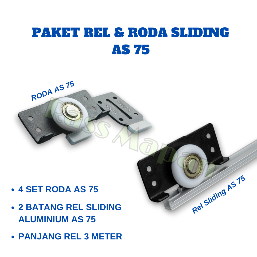 Paket Rel Dan Roda Pintu Lemari Sliding Rel AS-75