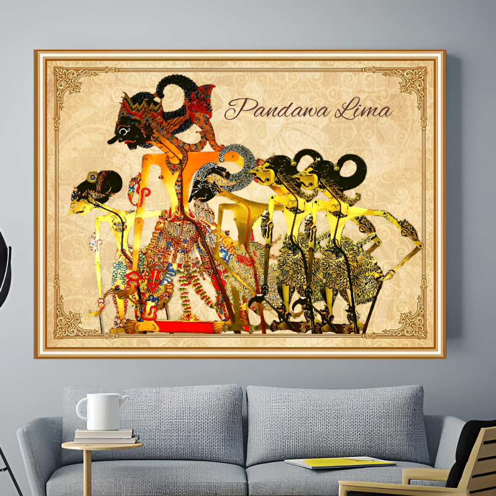 Poster Wayang pandawa Lima Hiasan dinding bahan MDF