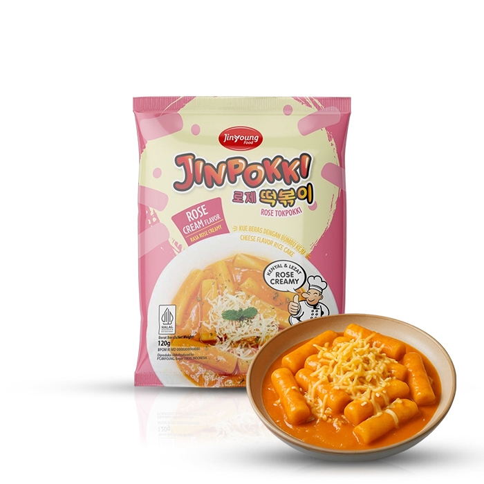 

JINYOUNG FOOD JINPOKKI Cheese Flavor Rice Cake Rose Cream 120g