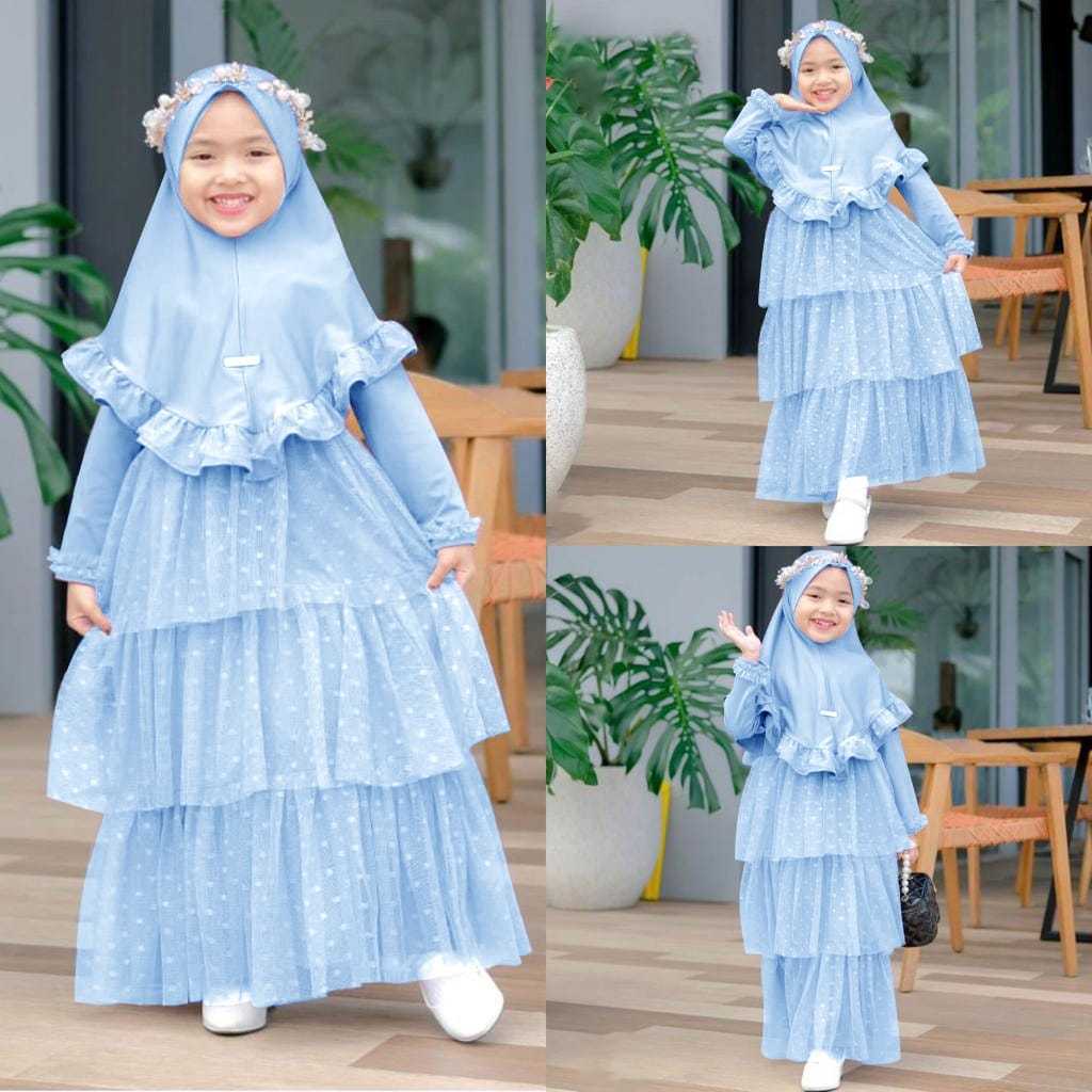 kids rumi 3-5tahun 6-8tahun 9-11tahun gamis tiledot anak perempuan gaun pesta anak mewah baju muslim