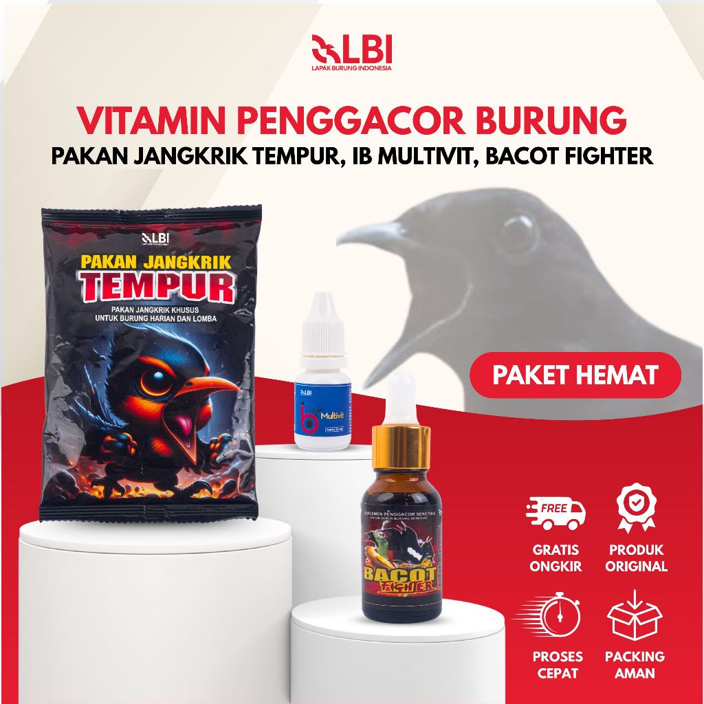 LBI - Paket Vitamin Burung Bacot Fighter IB Vit Pakan Jangkrik Tempur