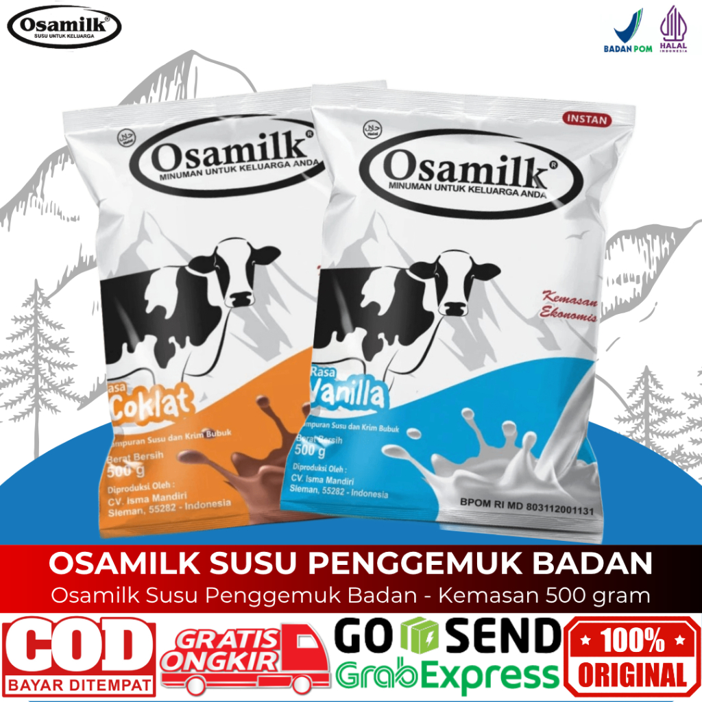 

OSAMILK Susu Penambah Berat Badan Rasa Coklat dan Vanila Susu Gemuk Penggemuk Badan Oiginal 500gr