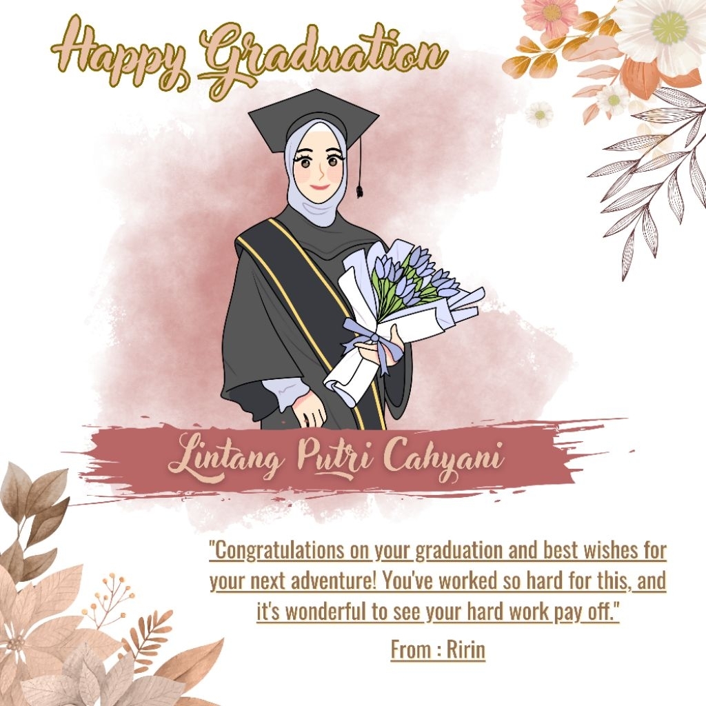 Figura Wisuda Custom Nama & Quote | Bingkai Kado Graduation Unik 20x20 cm | Hadiah Spesial Wisuda Mu