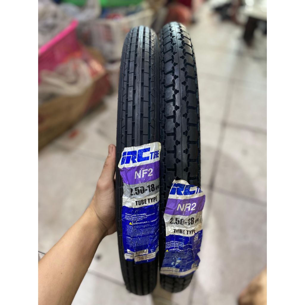 BAN LUAR IRC 250-18 PETAK TAHU BUNGA GARIS/LURUS NF2 NR2