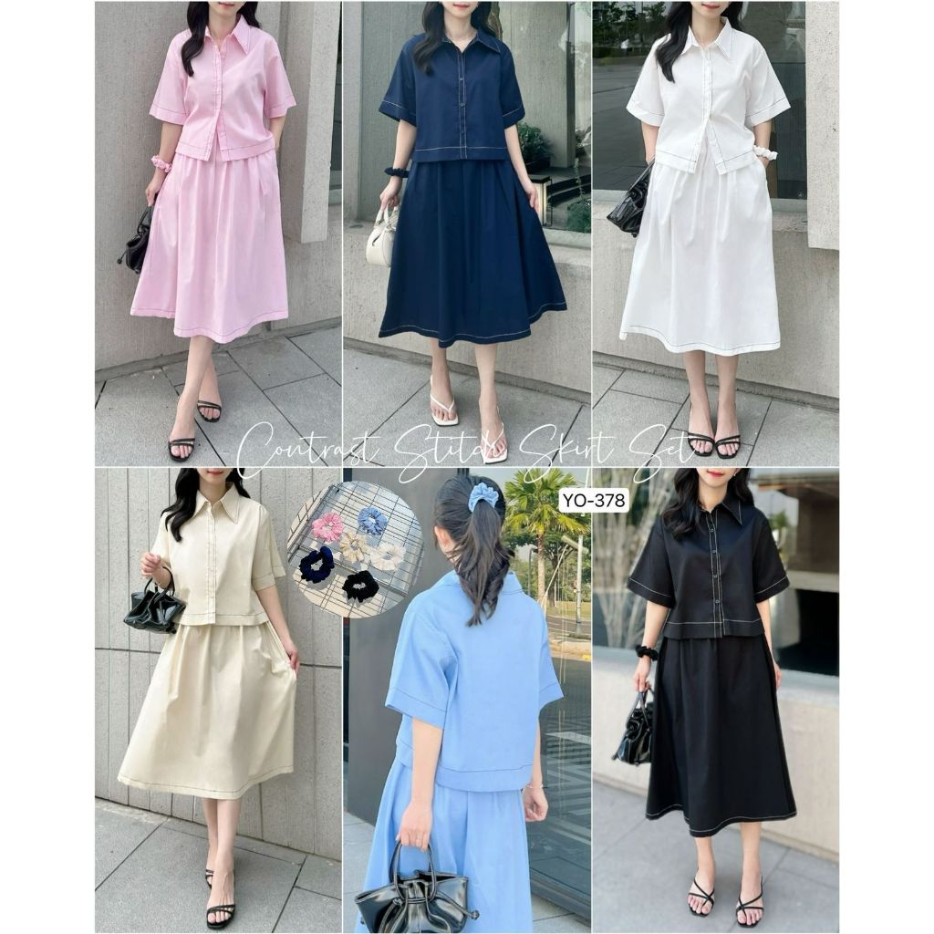 OOTD x SETELAN GIA / SET WANITA ATASAN & ROK KATUN POPLIN PREMIUM