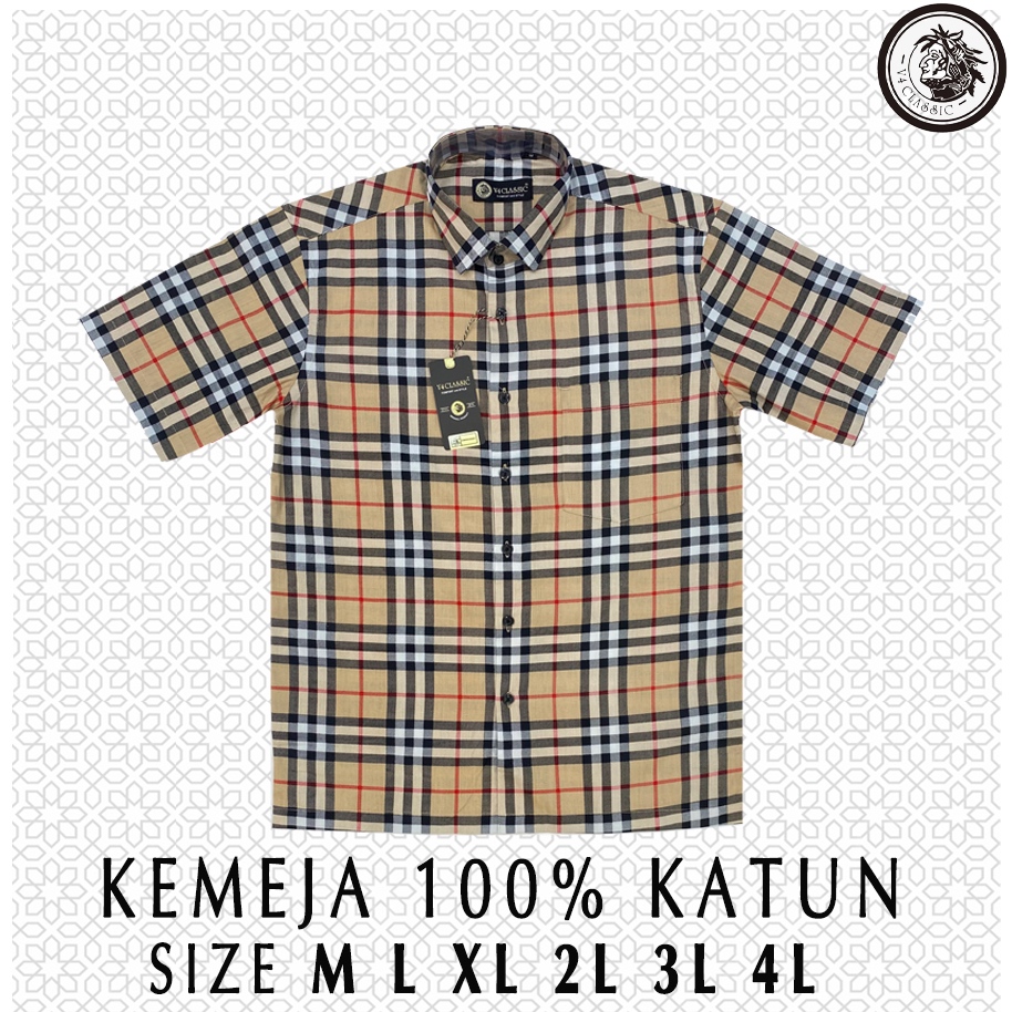 V4 CLASSIC DARKMAN M L XL 2L 3L 4L - Kemeja Pria JUMBO BIG SIZE Motif Kotak Lengan Pendek Nyaman Ade
