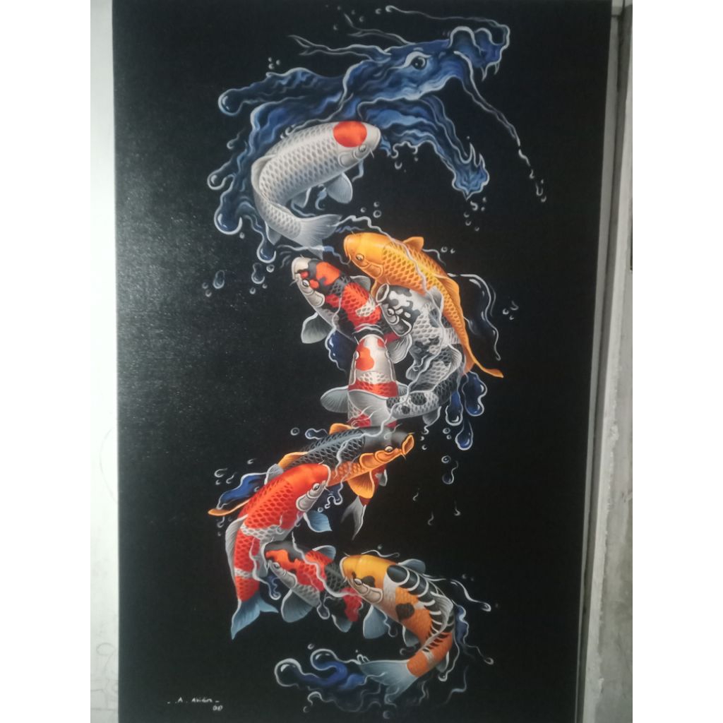 lukisan ikan koi naga