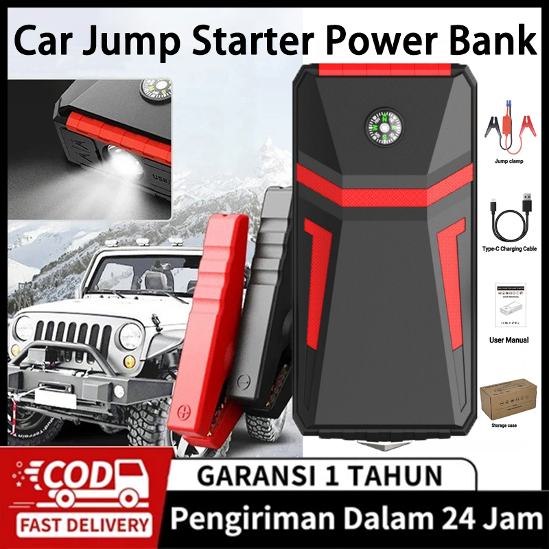 【COD】 jerman Jumper Aki Mobil 10000mAh Pompa Ban Elektrik Portable Car Jump Starter/Alat Start Darur