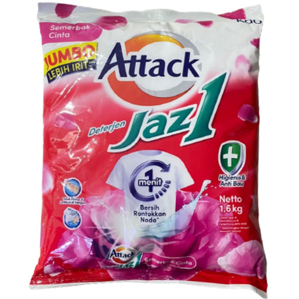 ATTACK JAZ 1 DETERGEN BUBUK SEMERBAK CINTA 1.6 KG - deterjen jumbo jazz1