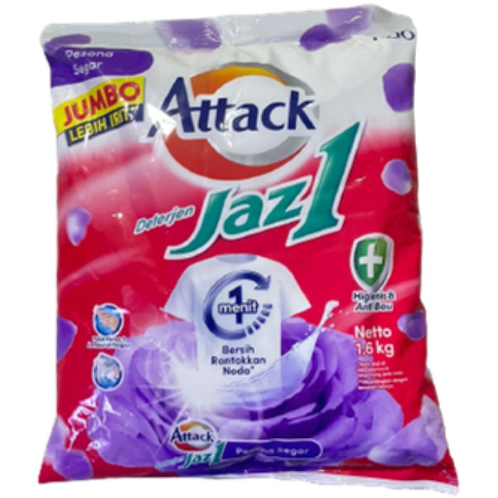 ATTACK JAZ 1 DETERGEN BUBUK PESONA SEGAR 1.6 KG - deterjen jumbo jazz 1